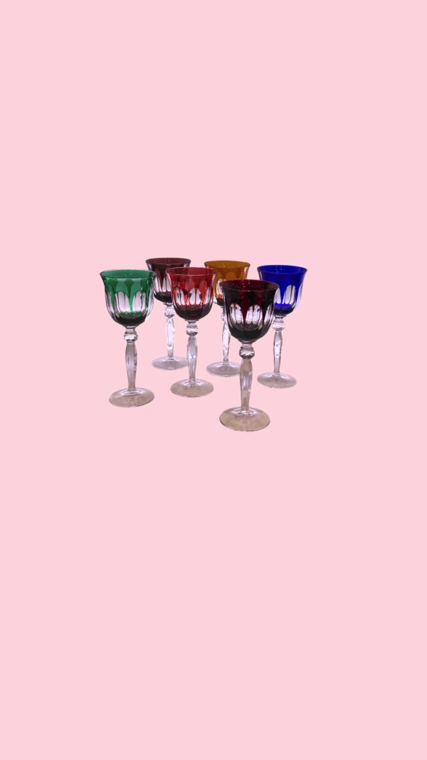 Série de 6 verres cristal coloré